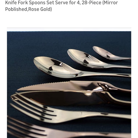 Elegant Rose Gold Flatware Set - 28-Piece - Picture 7 of 13